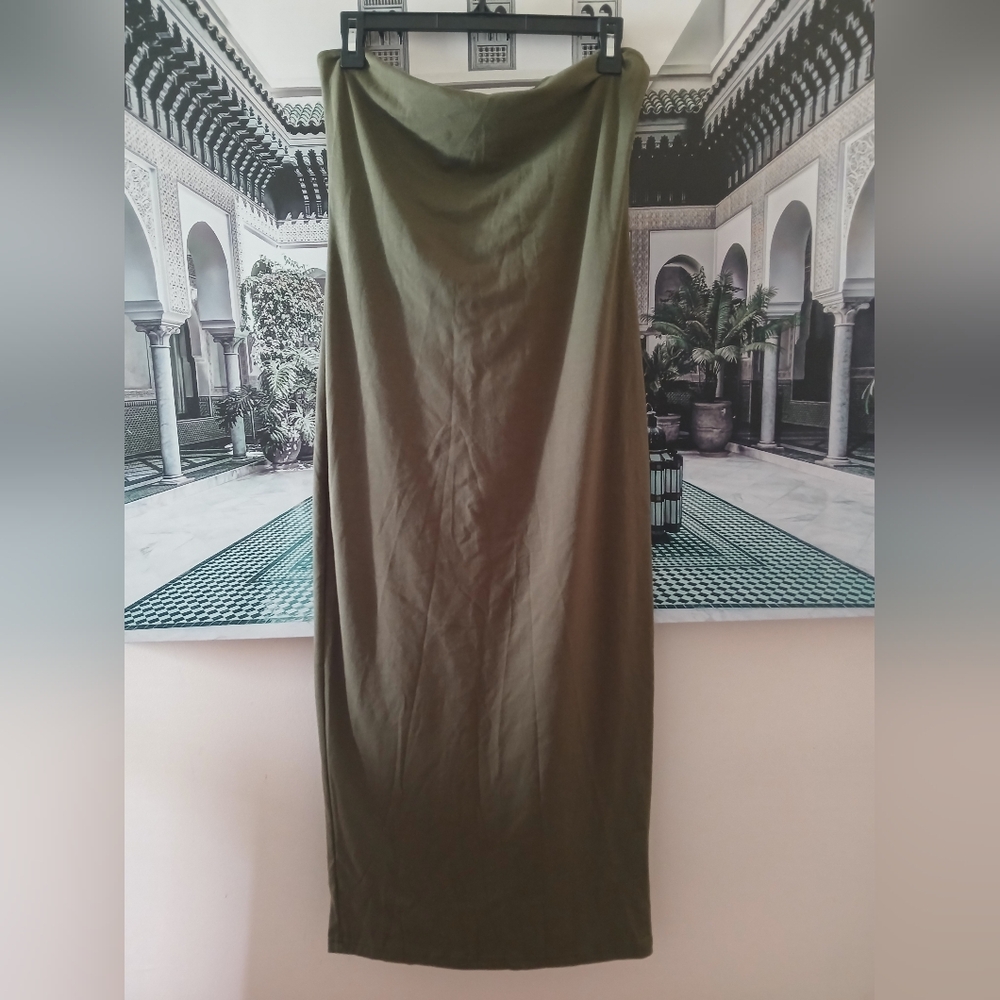 SHEIN Strapless Tube Olive Dress